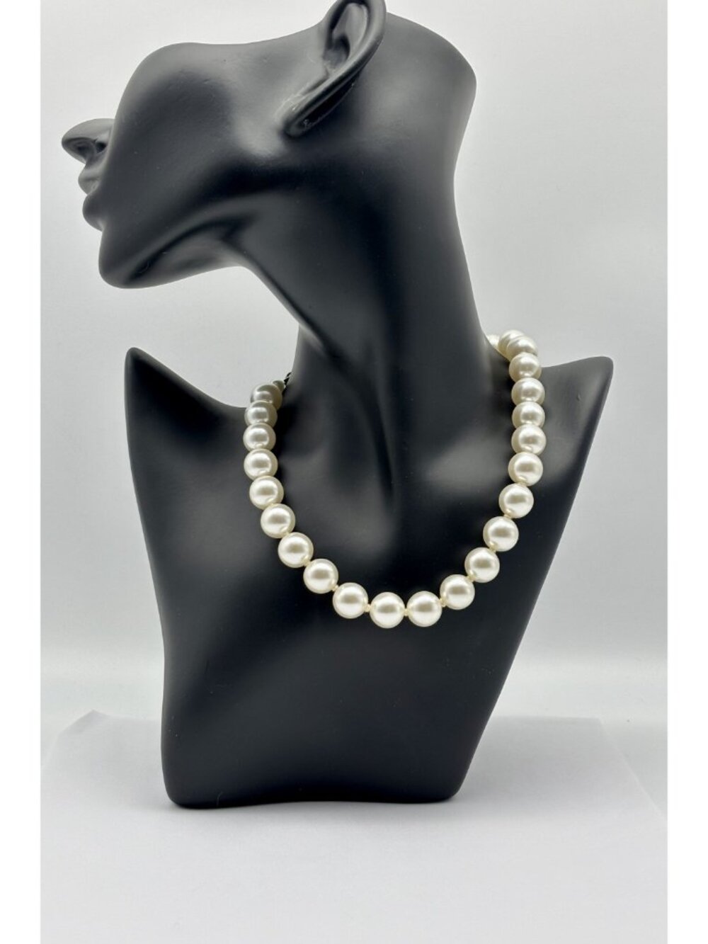 Vintage 12mm Faux Pearl Necklace/Choker Adjustable Length Marked "Japan" on Hook - Picture 2 of 14